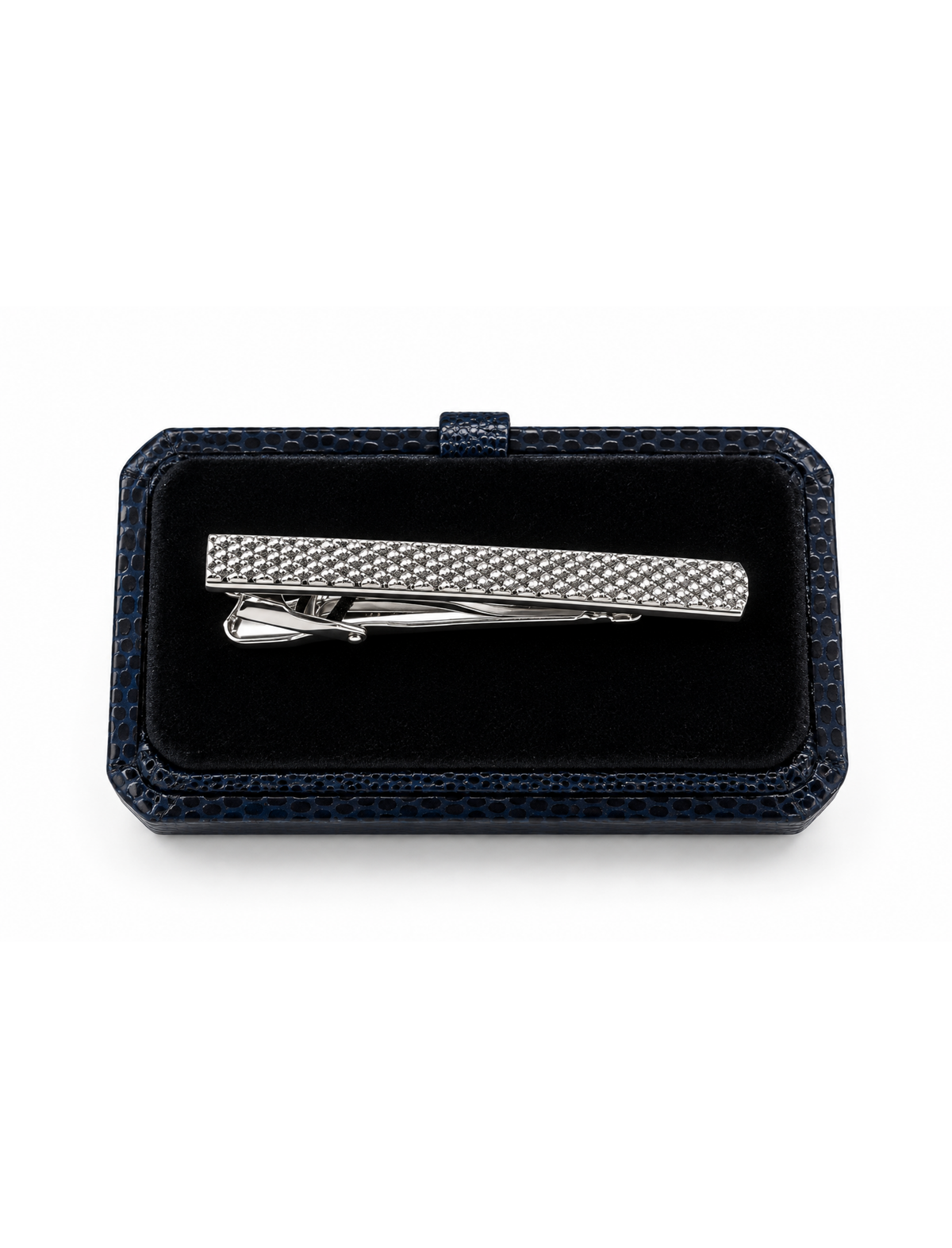 SILVER CRISS-CROSS DESIGN TIE CLIP