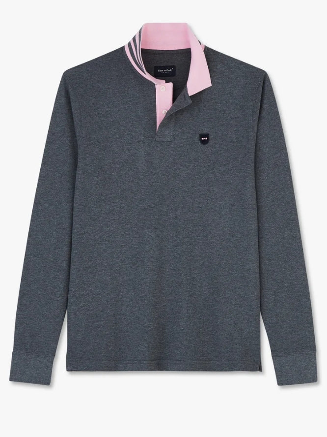 Long Sleeve Grey Polo Shirt