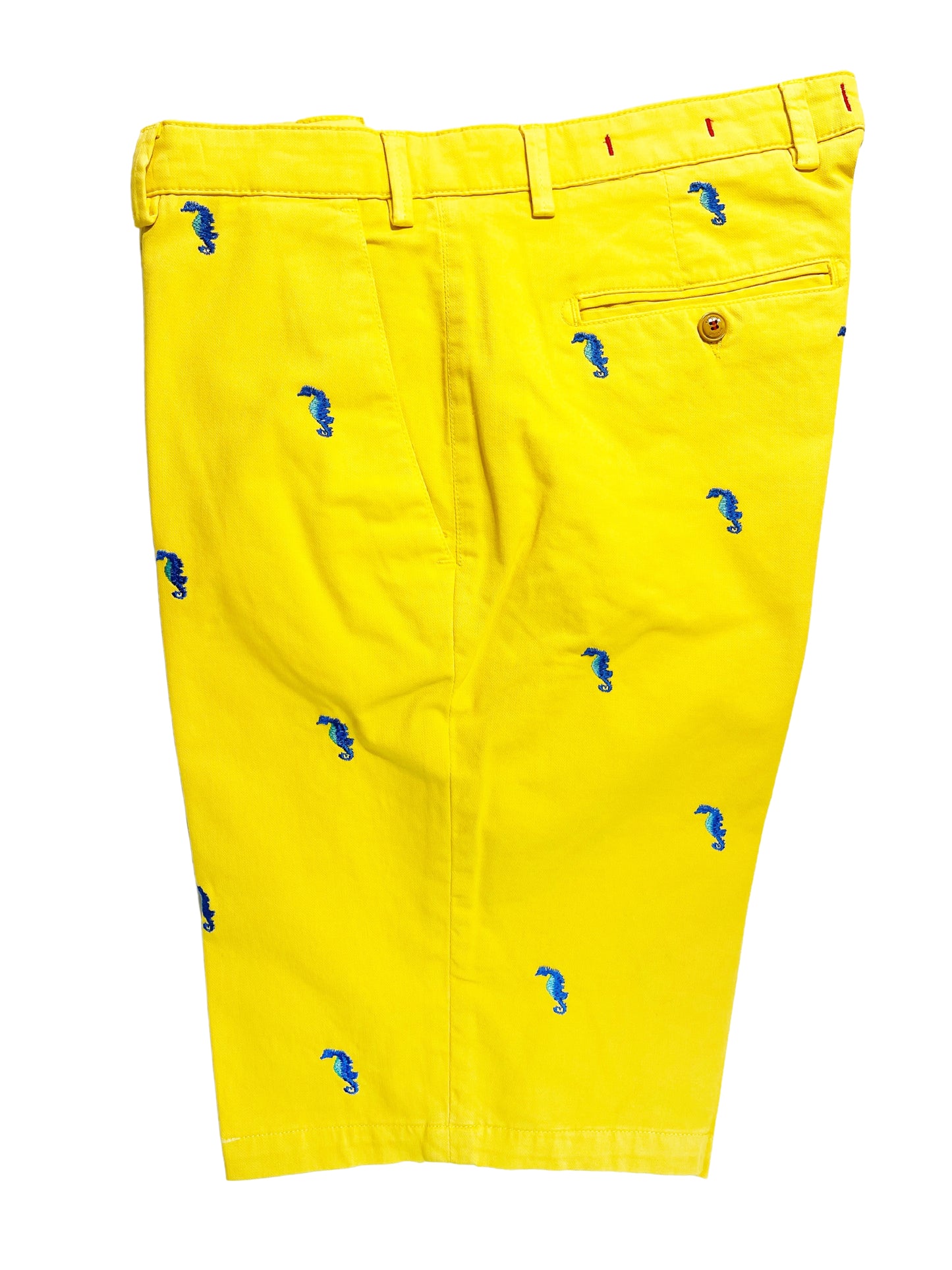 YELLOW SHORTS WITH BLUE SEAHORSES