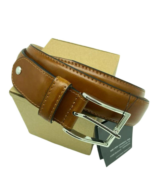 CAMEL LEATHER STRETCH BELT