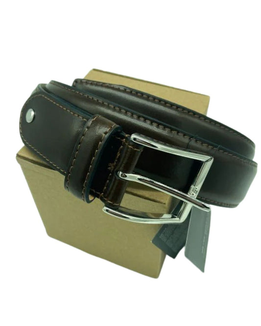 MID BROWN LEATHER STRETCH BELT