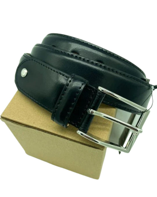 BLACK PLAIN LEATHER BELT