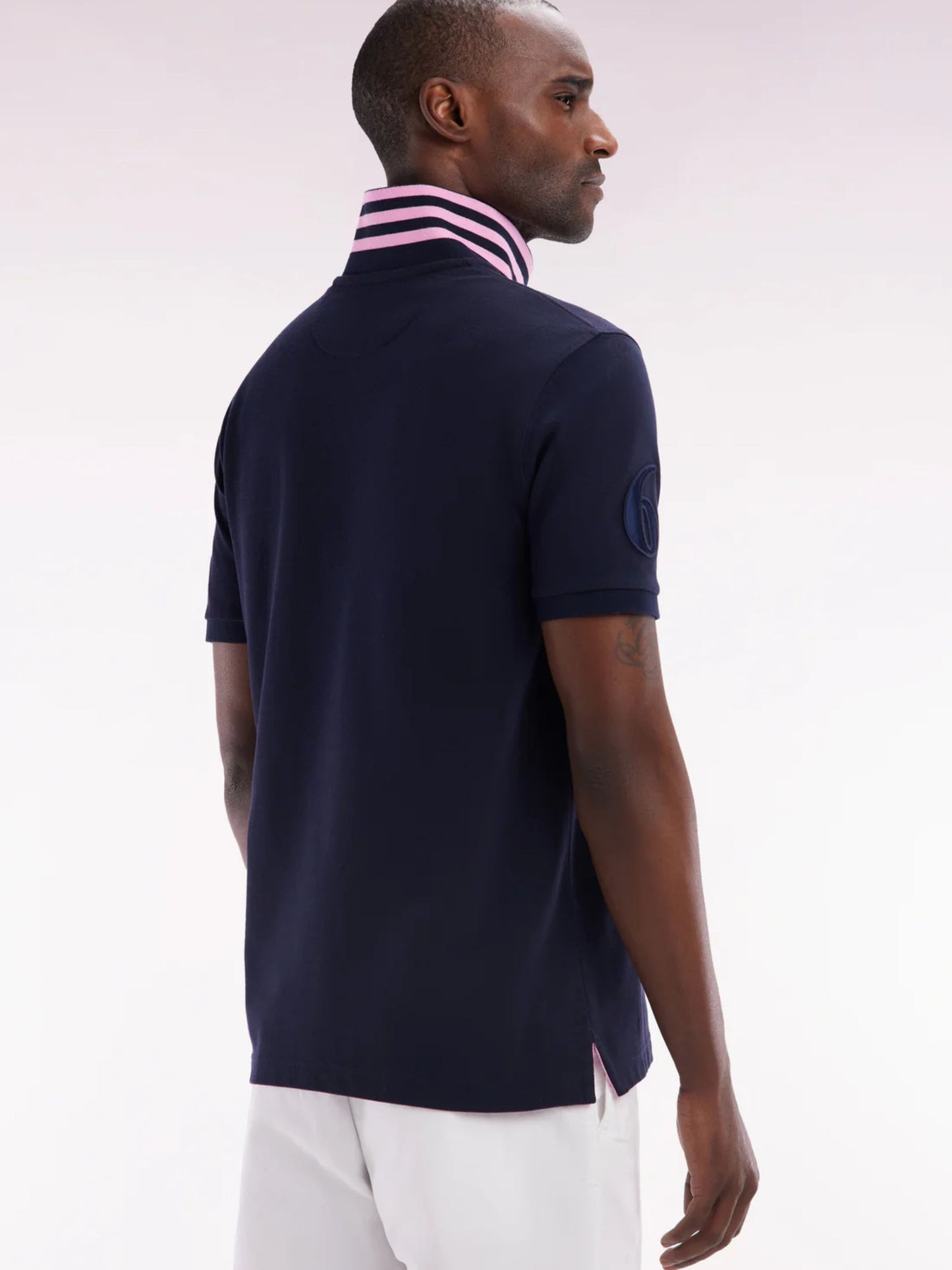 SHORT SLEEVE NAVY WITH PINK POLO