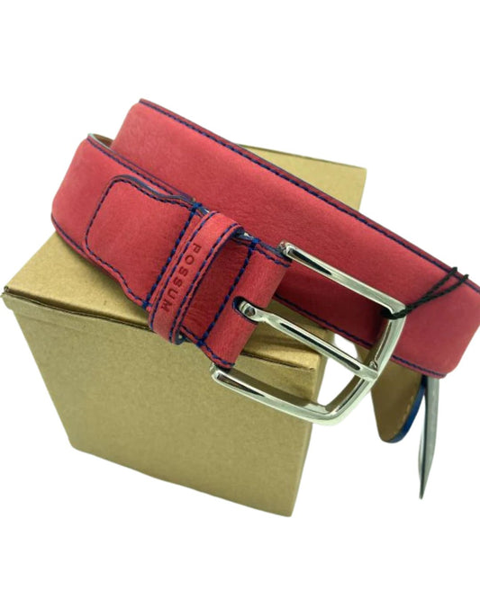 RED PATTERNED LEATHER  BELT