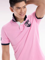 SHORT SLEEVE PINK WITH NAVY POLO