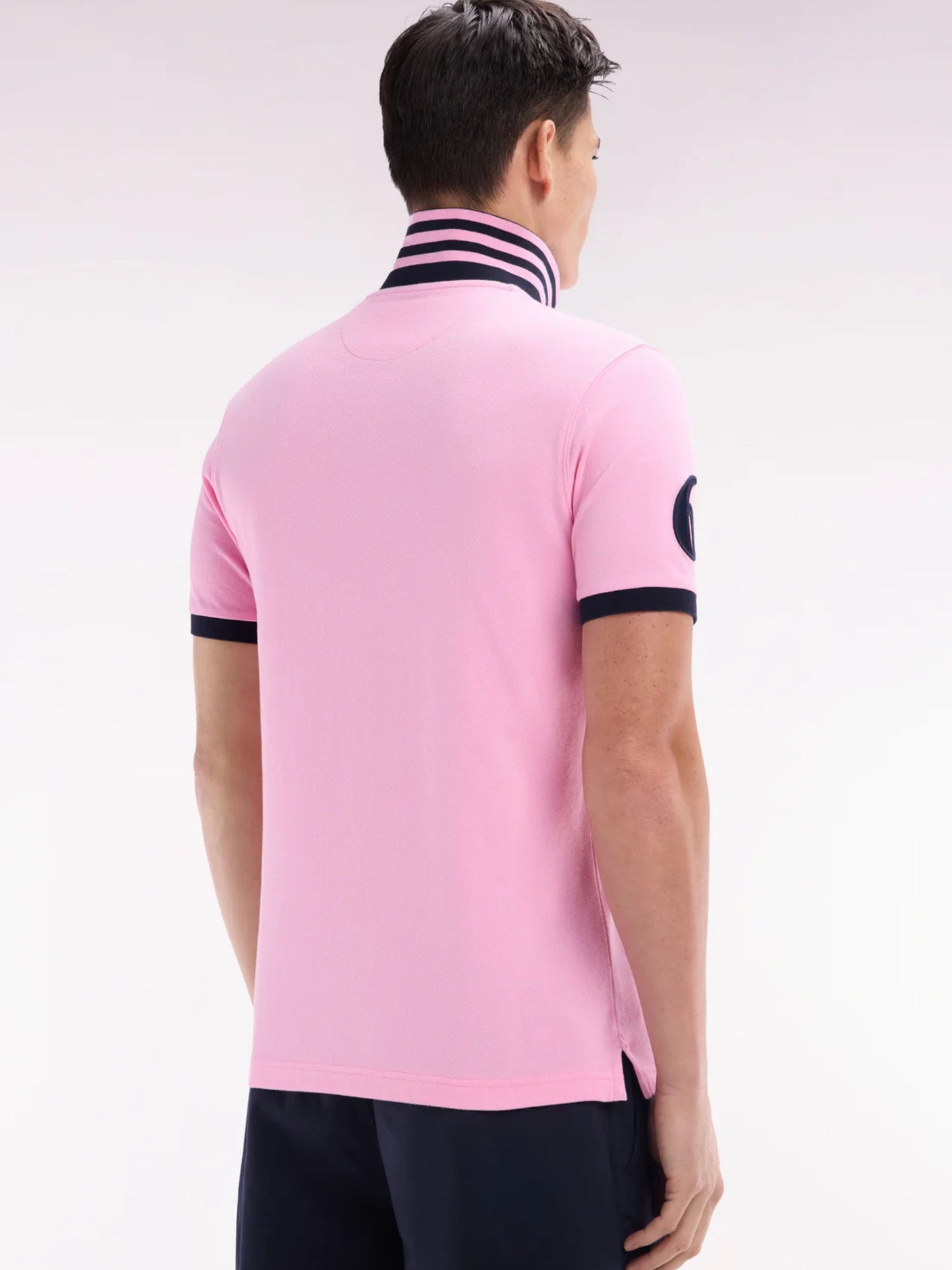 SHORT SLEEVE PINK WITH NAVY POLO