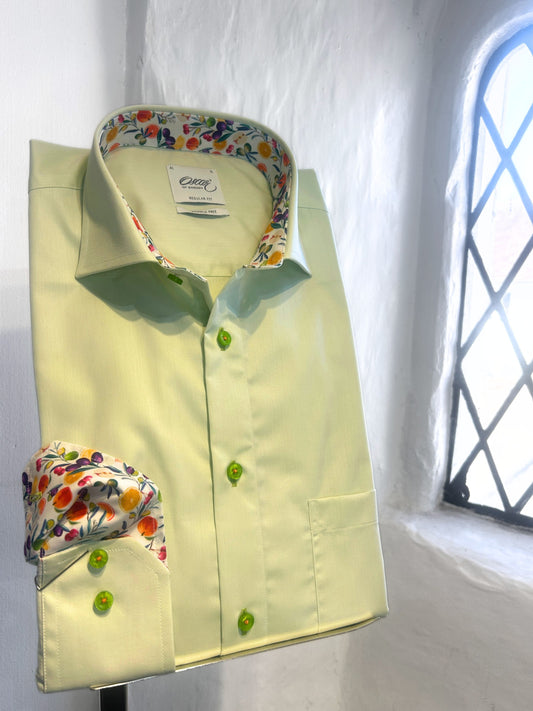 LIGHT GREEN LONG SLEEVE SHIRT WITH FRUIT TRIM