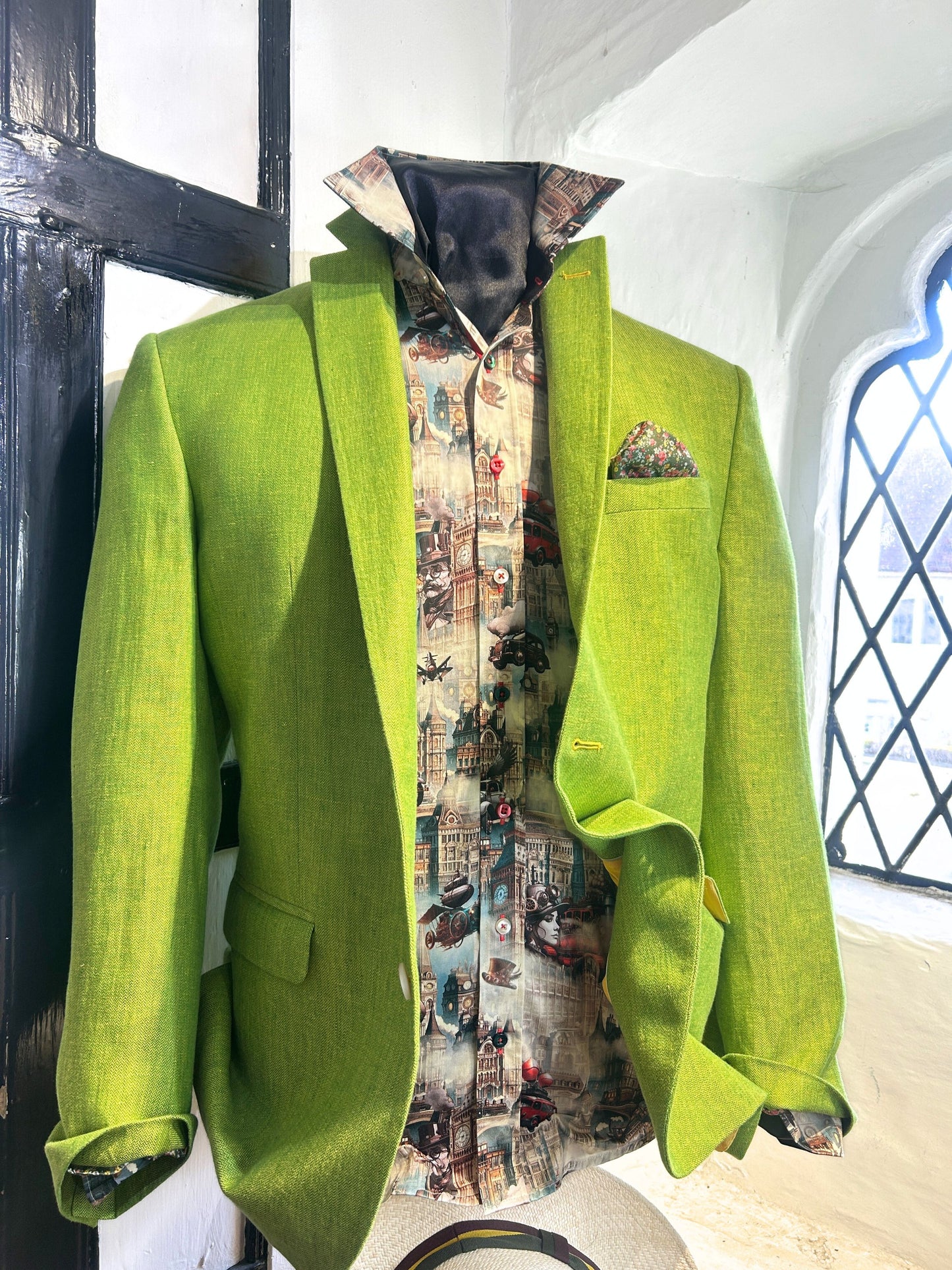 JACK GREEN COTTON AND LINEN BLEND JACKET