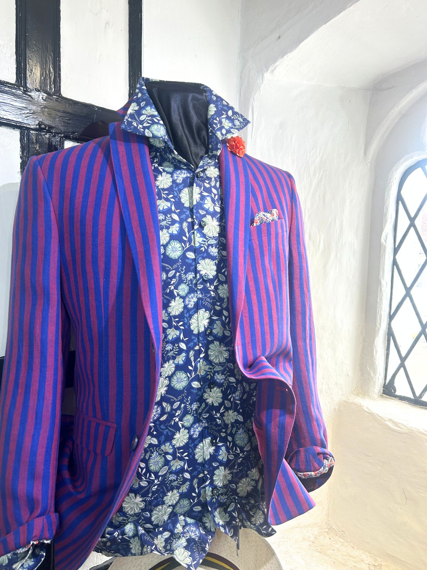 JACKY RED AND BLUE STRIPE LINEN JACKET