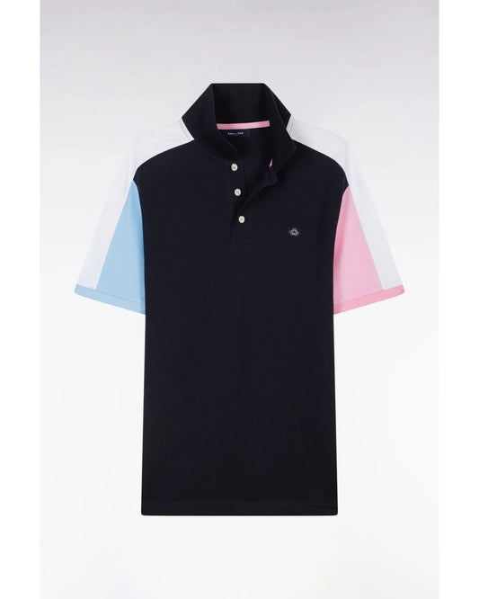 NAVY POLO WITH CONTRASTING SHORT SLEEVES