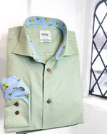 GREEN PLAIN LONG SLEEVE SHIRT WITH LEMON PRINT TRIM