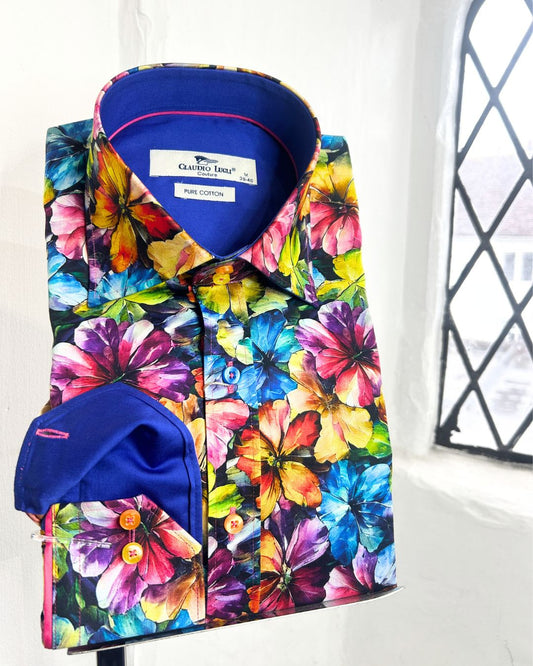 MAXI MULTI FLORAL LONG SLEEVE SHIRT