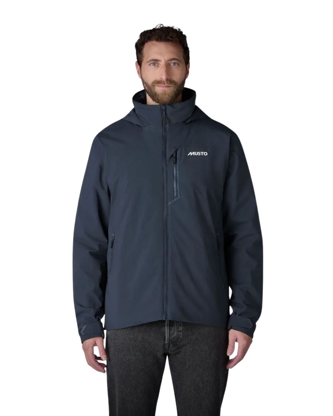 MUSTO TRUE NAVY MIDLAYER WATERPROOF ANORAK WITH HOOD