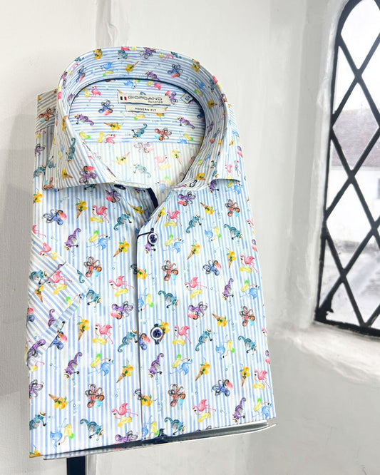 LOCARNO ANIMAL ANTICS SHORT SLEEVE STRIPE SHIRT