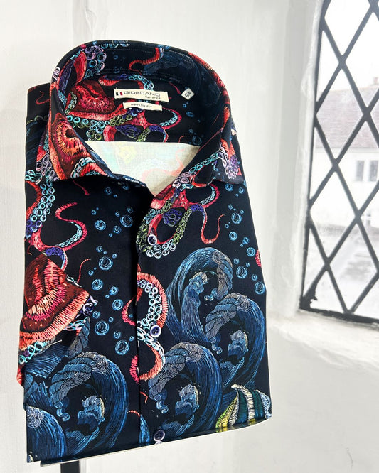 LAGO BLACK OCTOPUS SHORT SLEEVE SHIRT