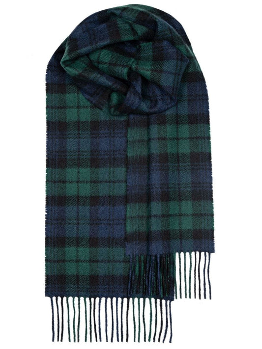 BOWHILL BLACK WATCH TARTAN LAMBSWOOL SCARF