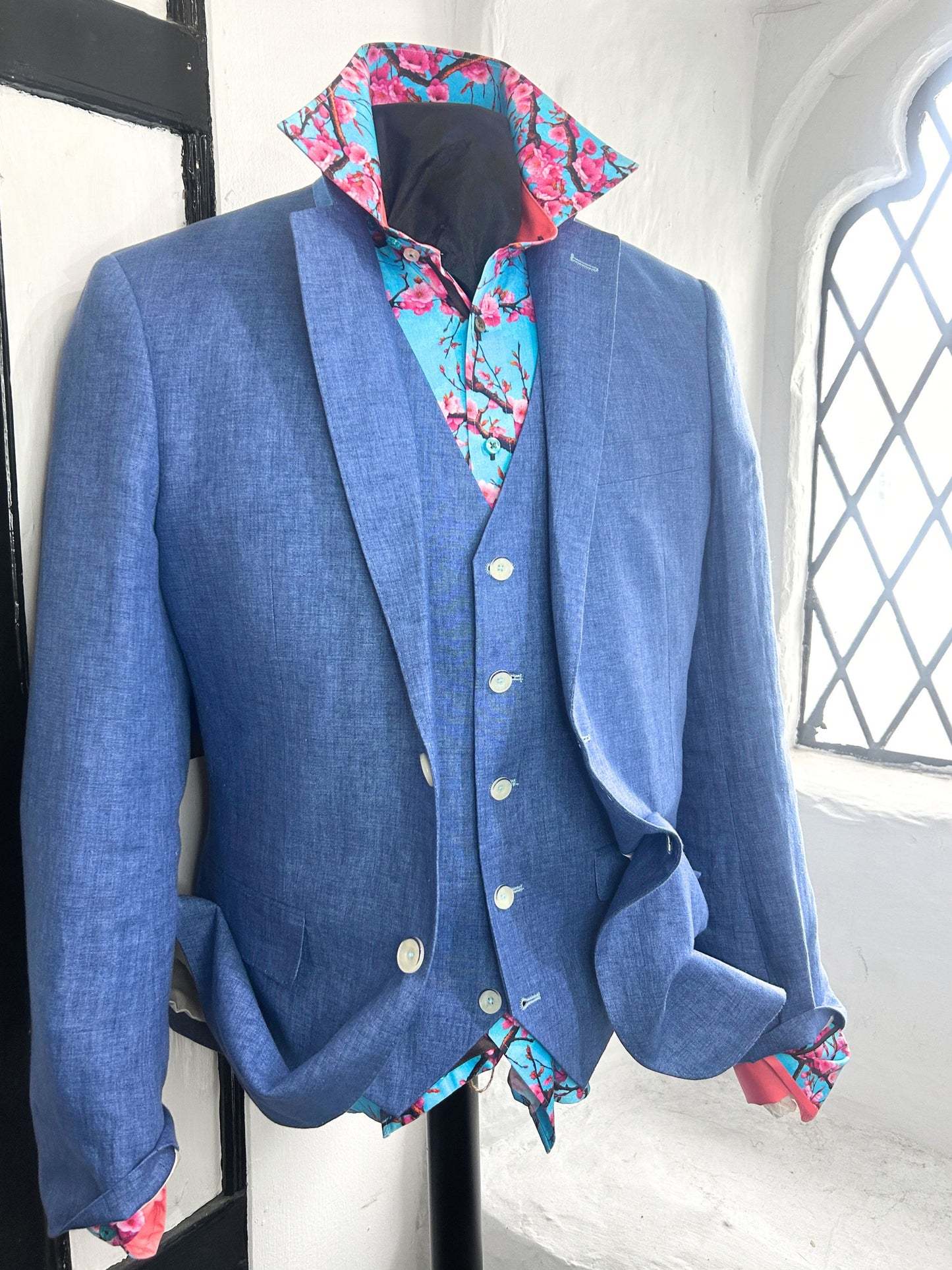 VIAGO MID BLUE LINEN JACKET