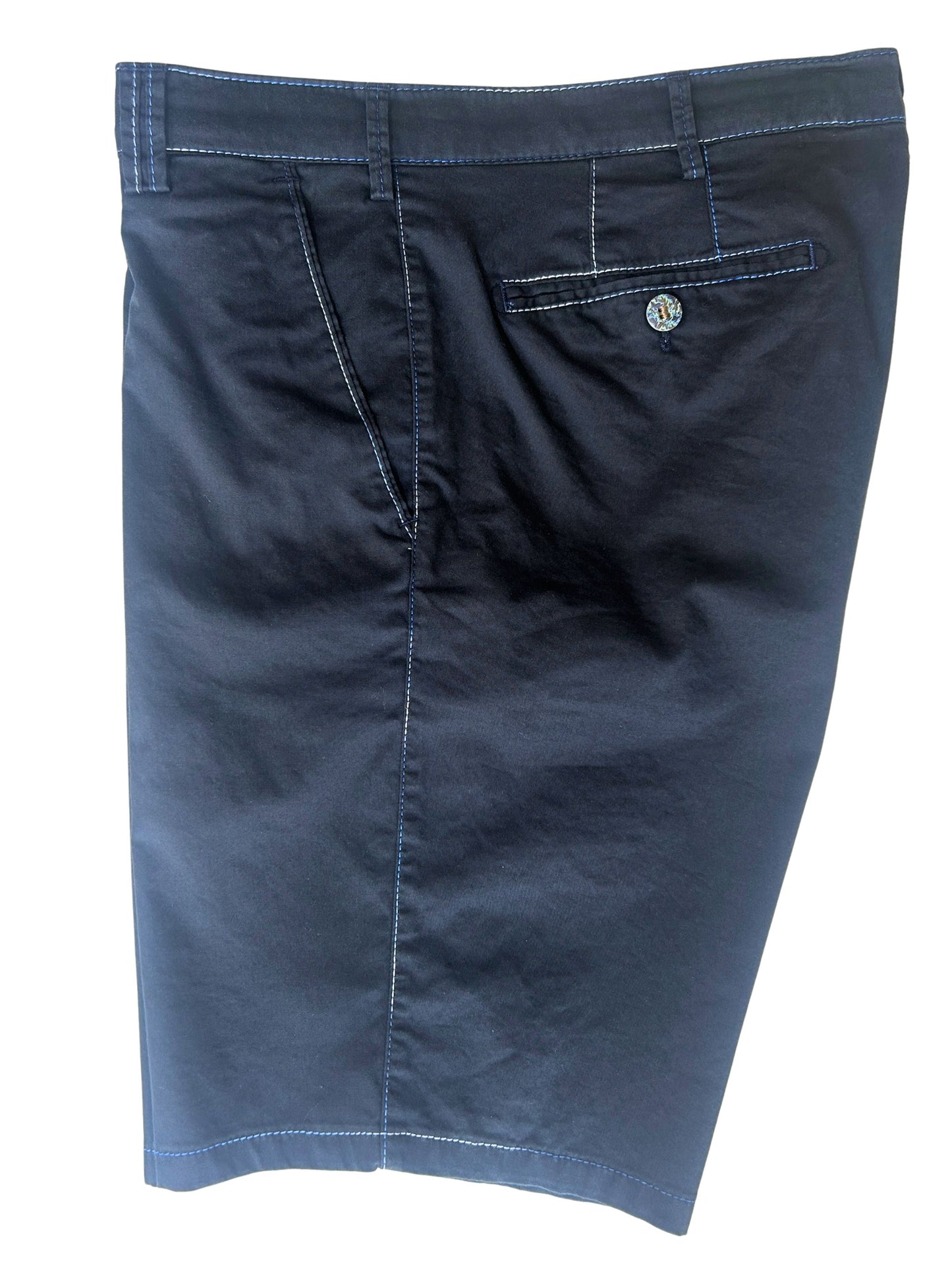 NAVY B-PALMA COTTON SHORTS WITH MULTI-COLOUR STITCHING