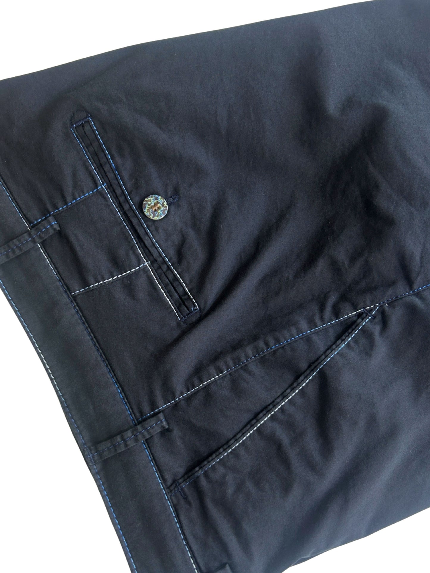 NAVY B-PALMA COTTON SHORTS WITH MULTI-COLOUR STITCHING