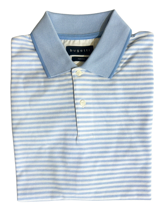 LIGHT BLUE AND WHITE STRIPE POLO