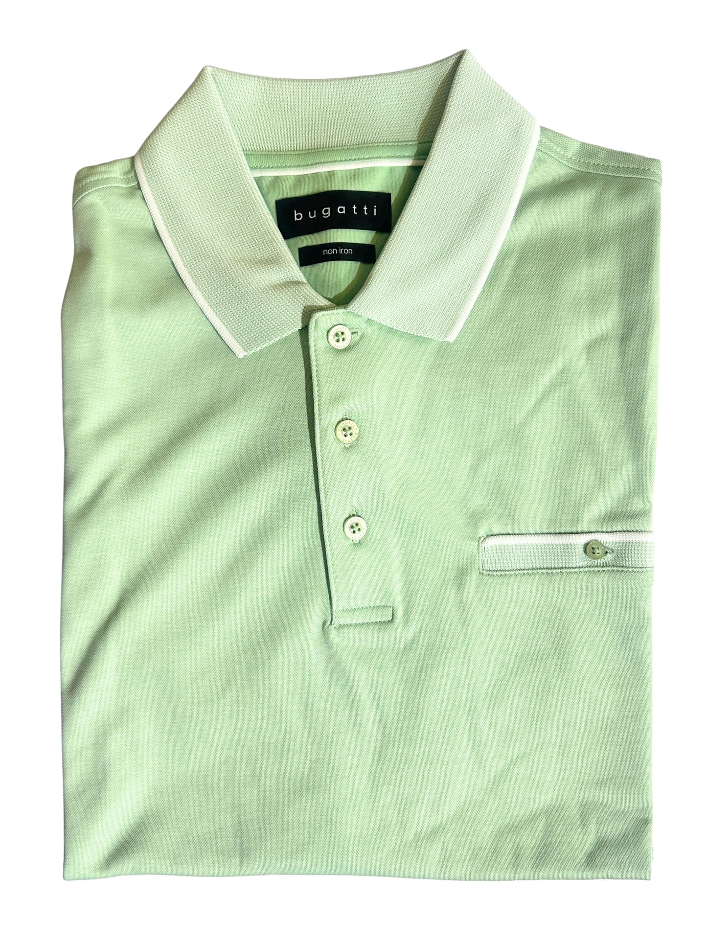 PALE GREEN POLO WITH WHITE TRIM