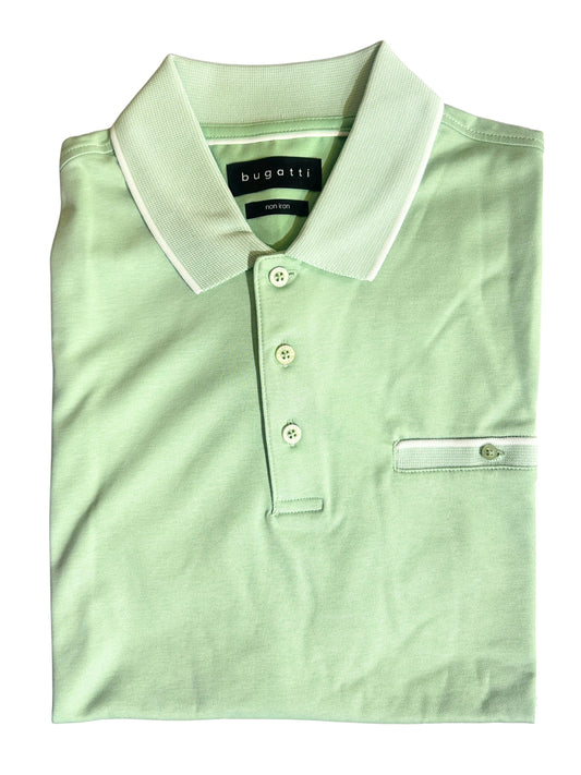 PALE GREEN POLO WITH WHITE TRIM