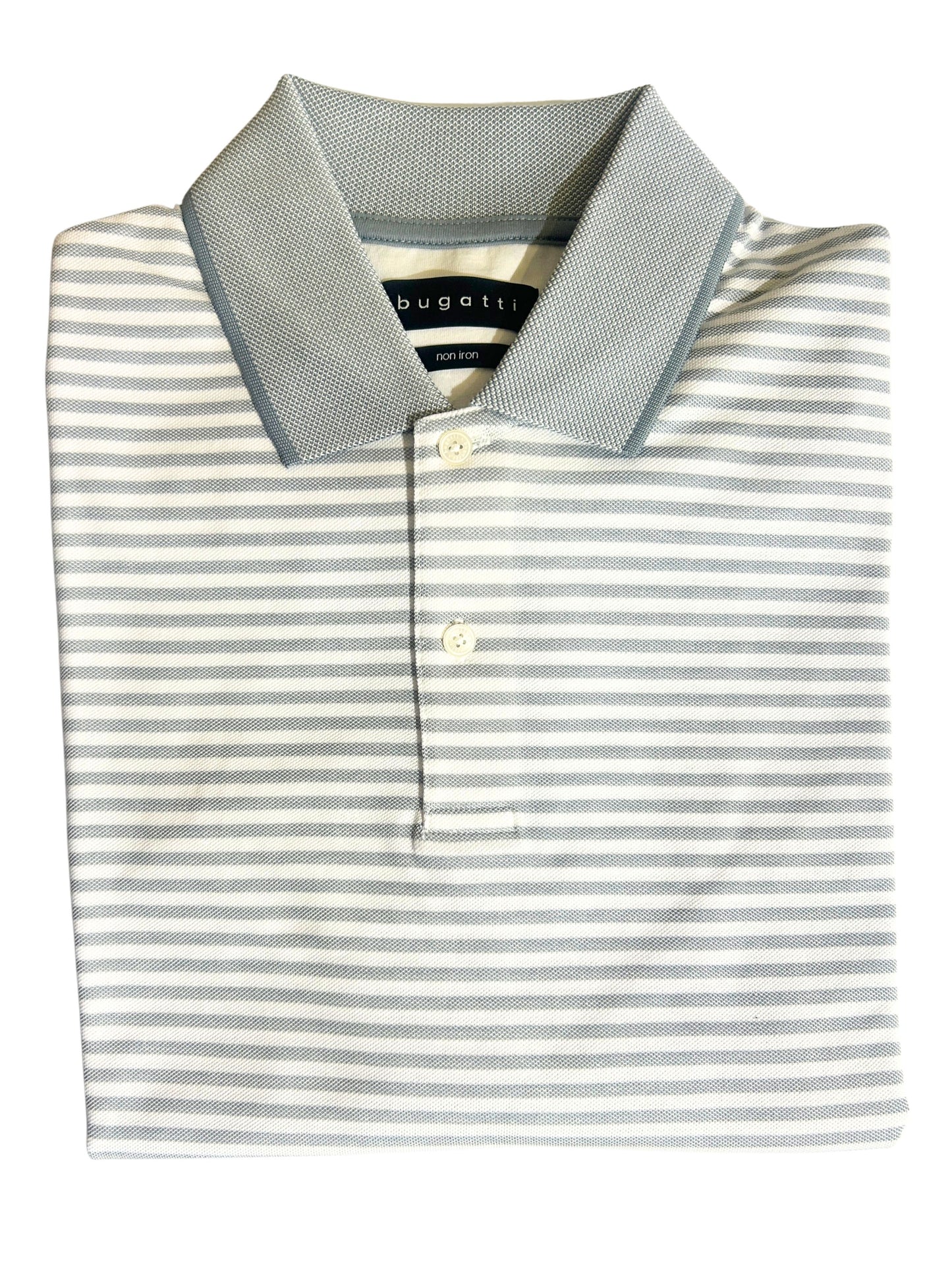 GREY AND WHITE STRIPE POLO