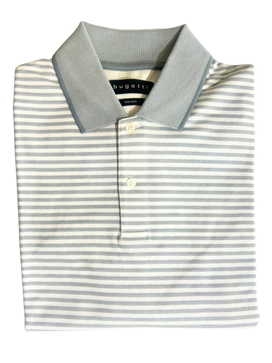 GREY AND WHITE STRIPE POLO