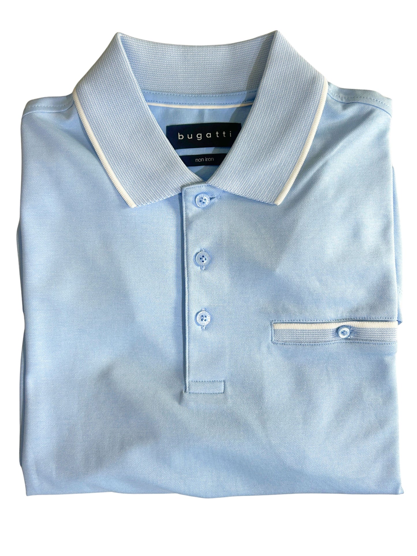 LIGHT BLUE POLO WITH WHITE TRIM