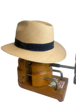 PANAMA TRAVELLER STONE HAT WITH NAVY BAND