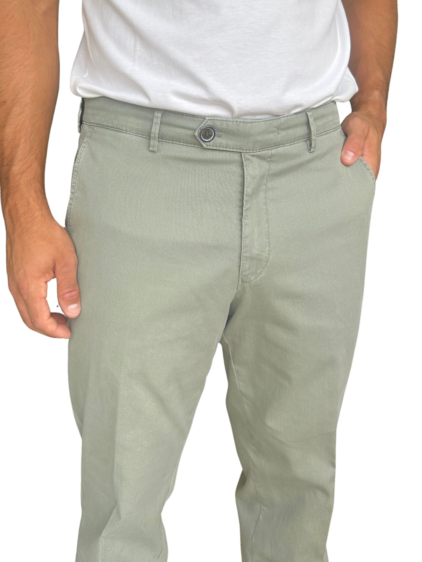ROMA SOFT GREEN COTTON CHINOS NO TRIM