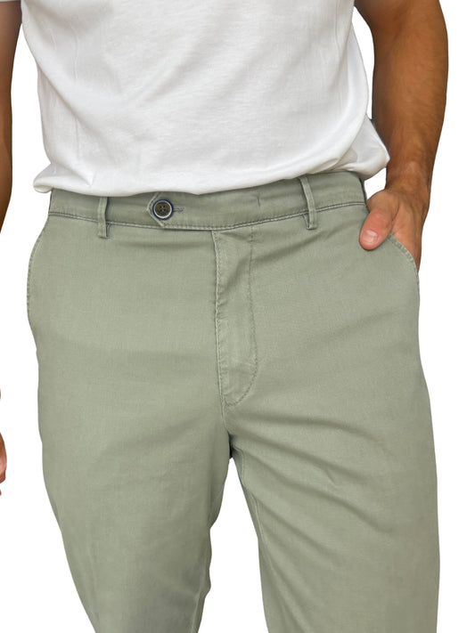 ROMA SOFT GREEN COTTON CHINOS NO TRIM