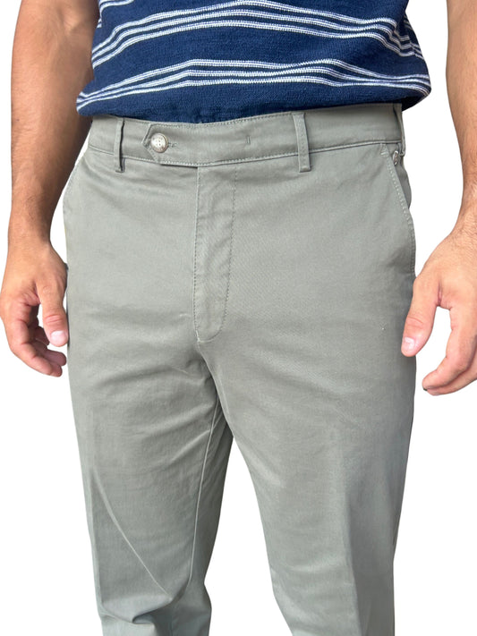 MID GREEN ROMA COTTON CHINOS