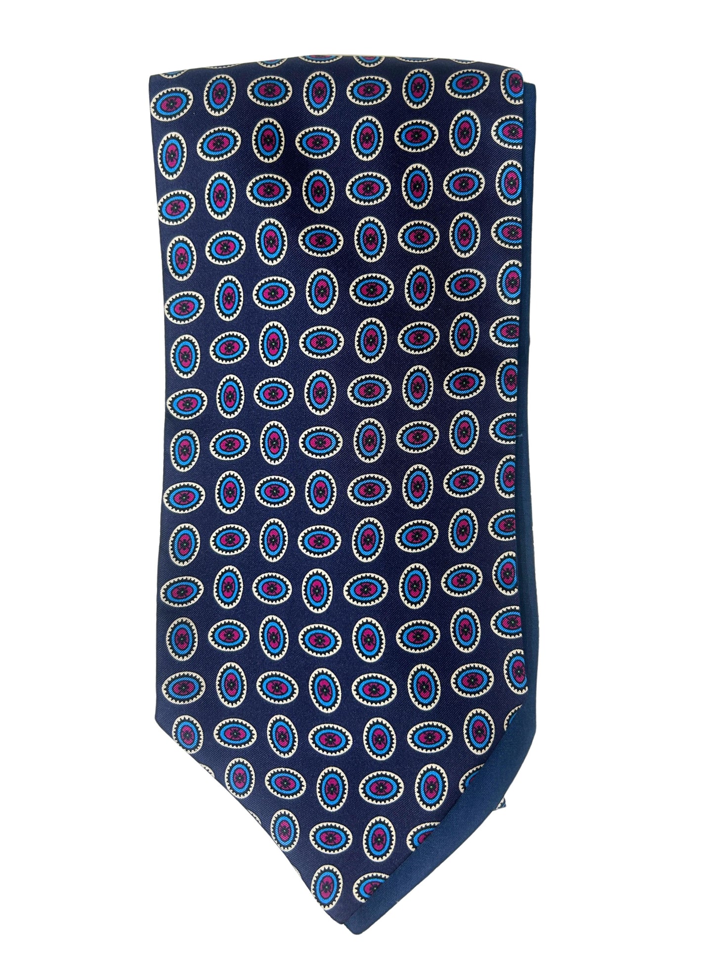 NAVY OVAL FANCY SILK CRAVAT