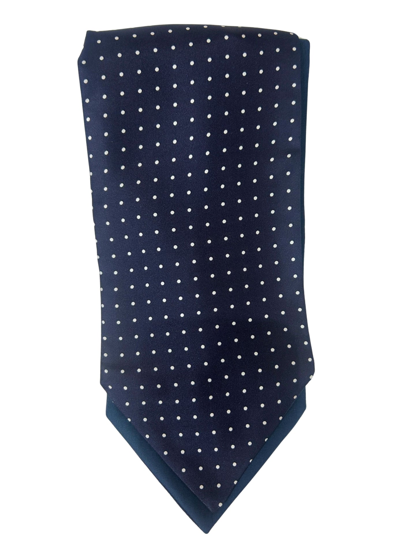 NAVY WITH WHITE SPOTS SILK CRAVAT