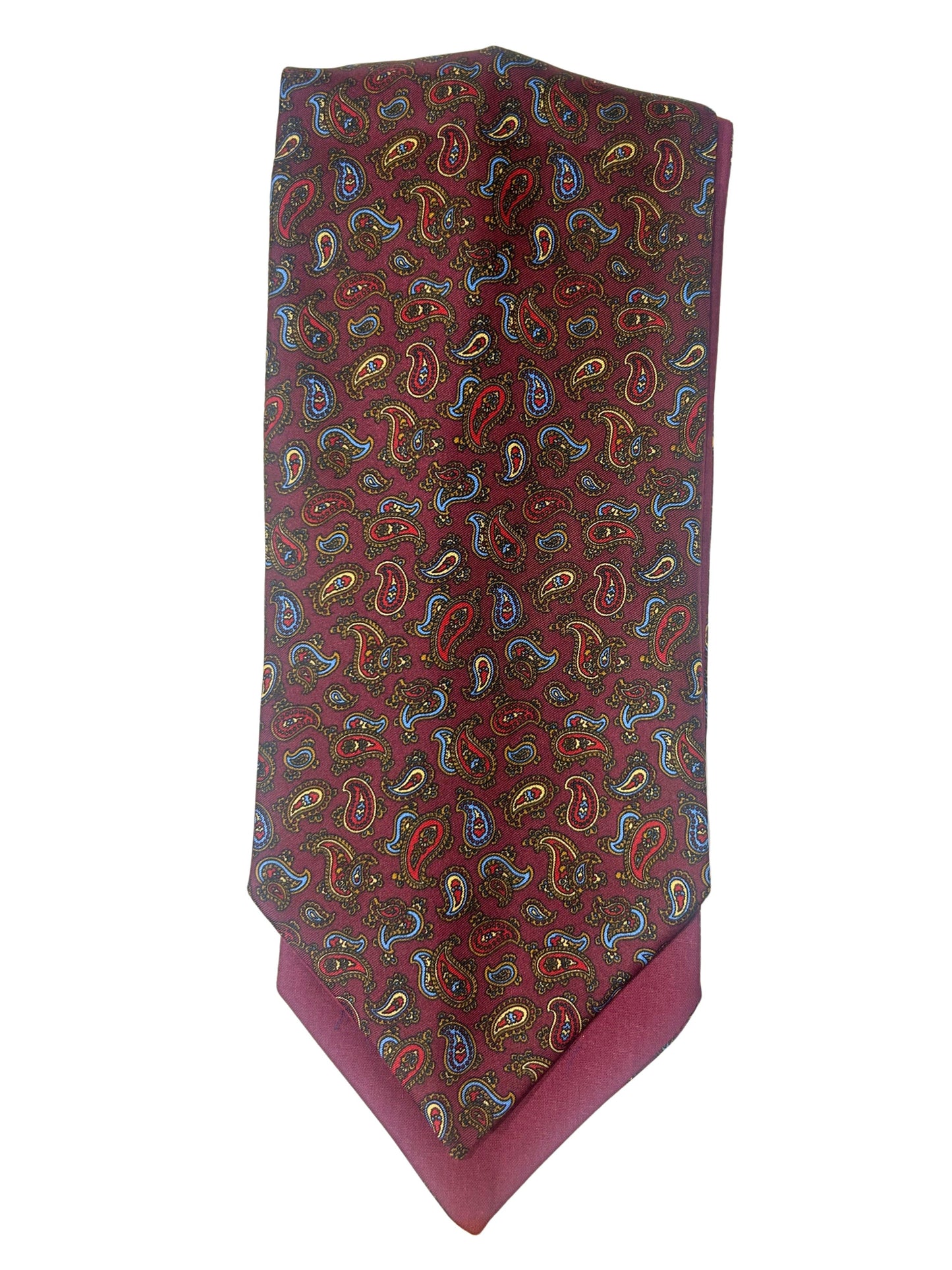 BURGUNDY WINE SMALL CLASSIC PAISLEY SILK CRAVAT