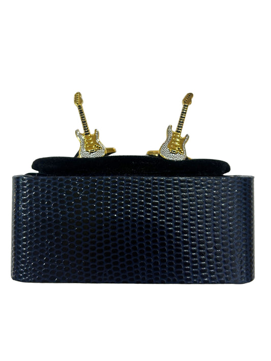 GUITAR DESIGN IN GOLD & SILVER BAR CUFFLINKS