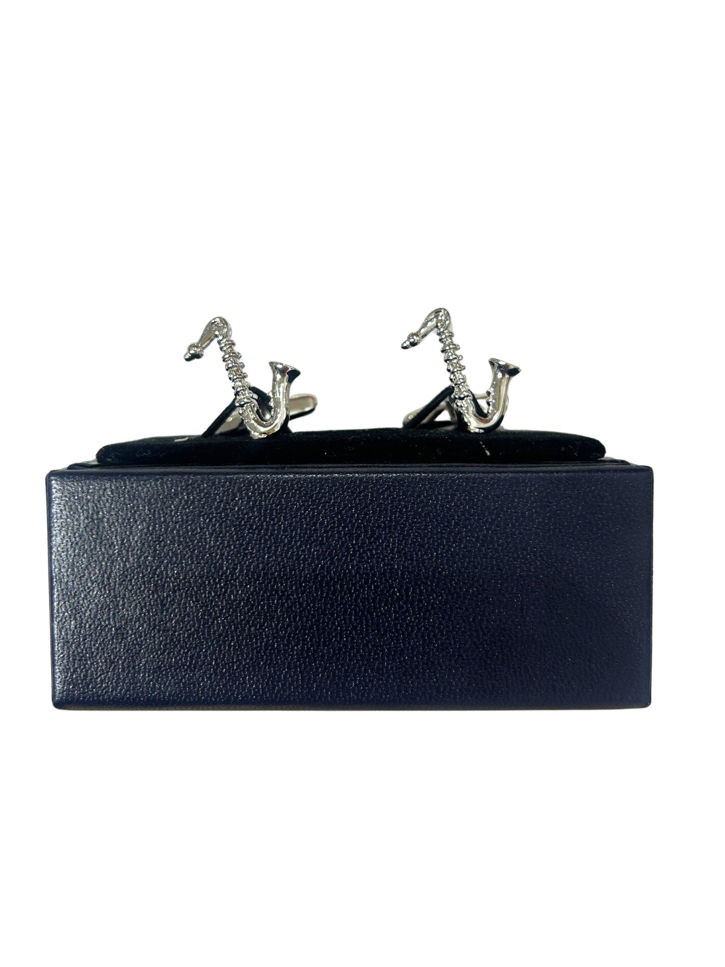 SAXOPHONE DESIGN IN SILVER BAR CUFFLINKS