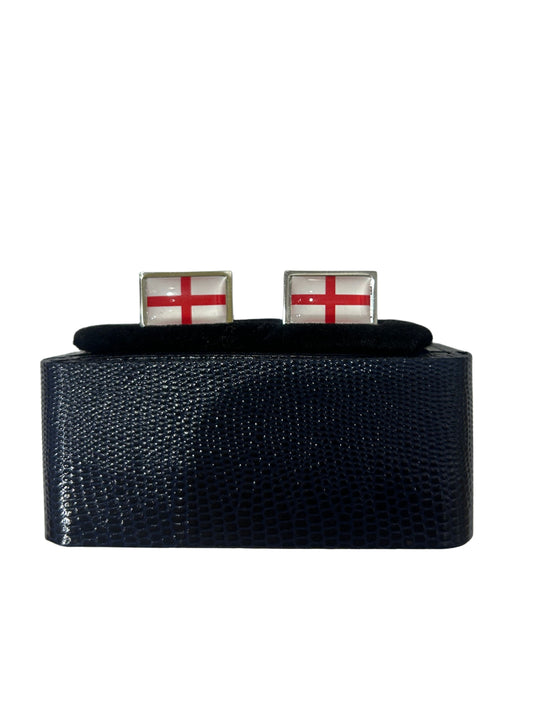 ENGLAND / ST GEORGE FLAG RHODIUM BAR CUFFLINKS
