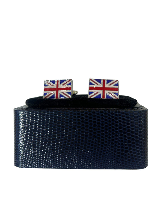 UNITED KINGDOM / UNION FLAG RHODIUM BAR CUFFLINKS