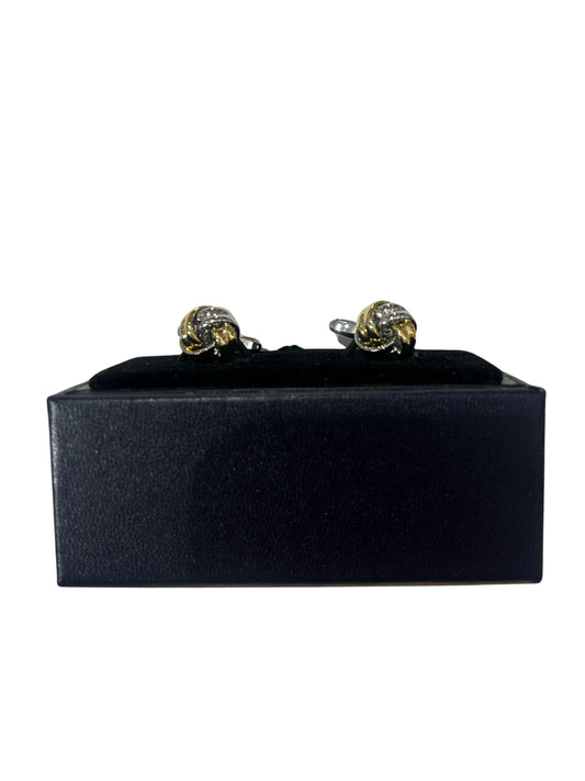 SILVER & GOLD MEDIUM POLISHED KNOT BAR CUFFLINKS