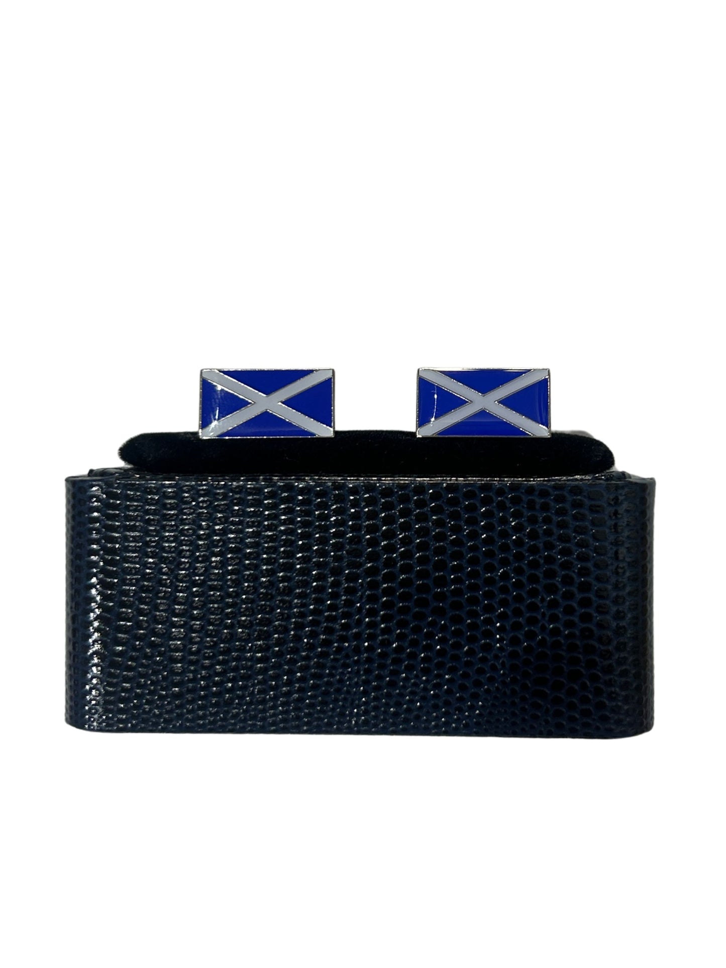 SCOTLAND / ST ANDREW FLAG RHODIUM BAR CUFFLINKS