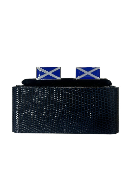 SCOTLAND / ST ANDREW FLAG RHODIUM BAR CUFFLINKS