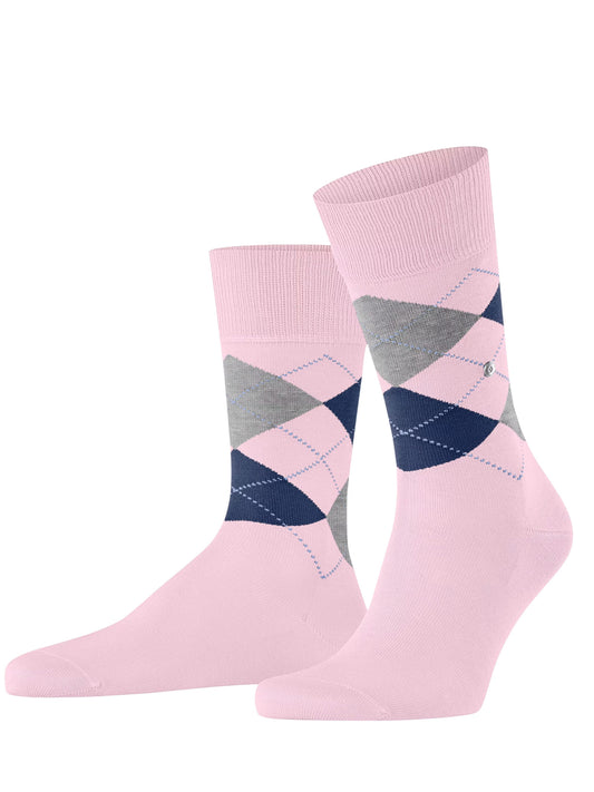 BURLINGTON MANCHESTER BLOSSOM PINK ARGYLE SOCKS