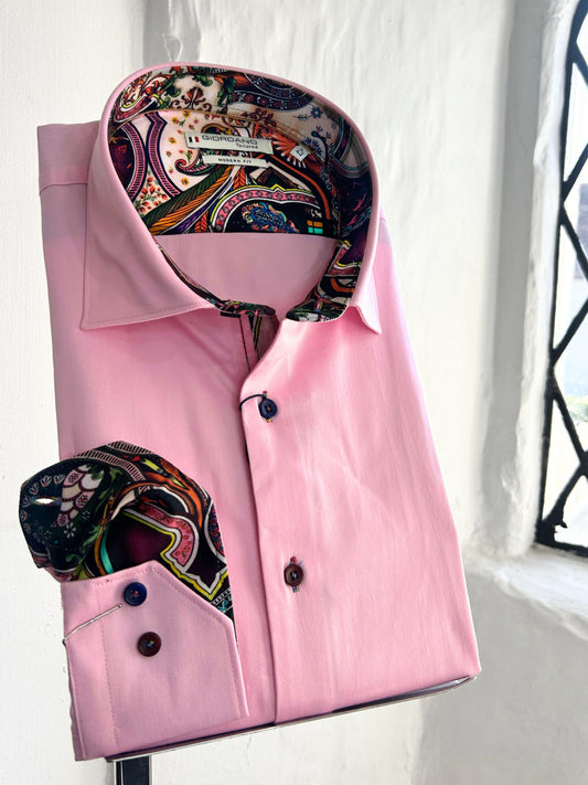 PINK WITH SUNSET PAISLEY INSERT LONG SLEEVE SHIRT