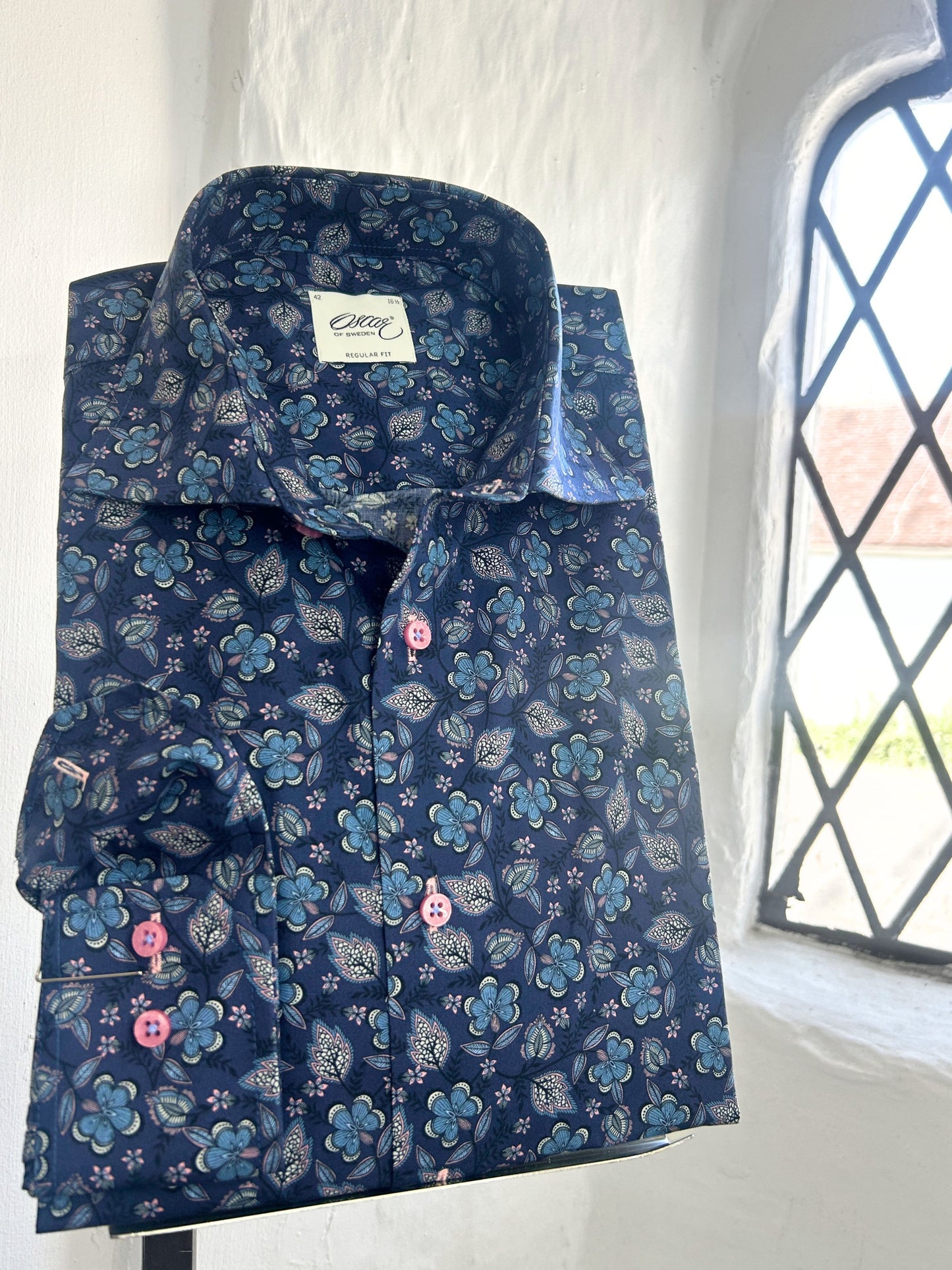 DARK BLUE FLORAL PRINT LONG SLEEVE SHIRT