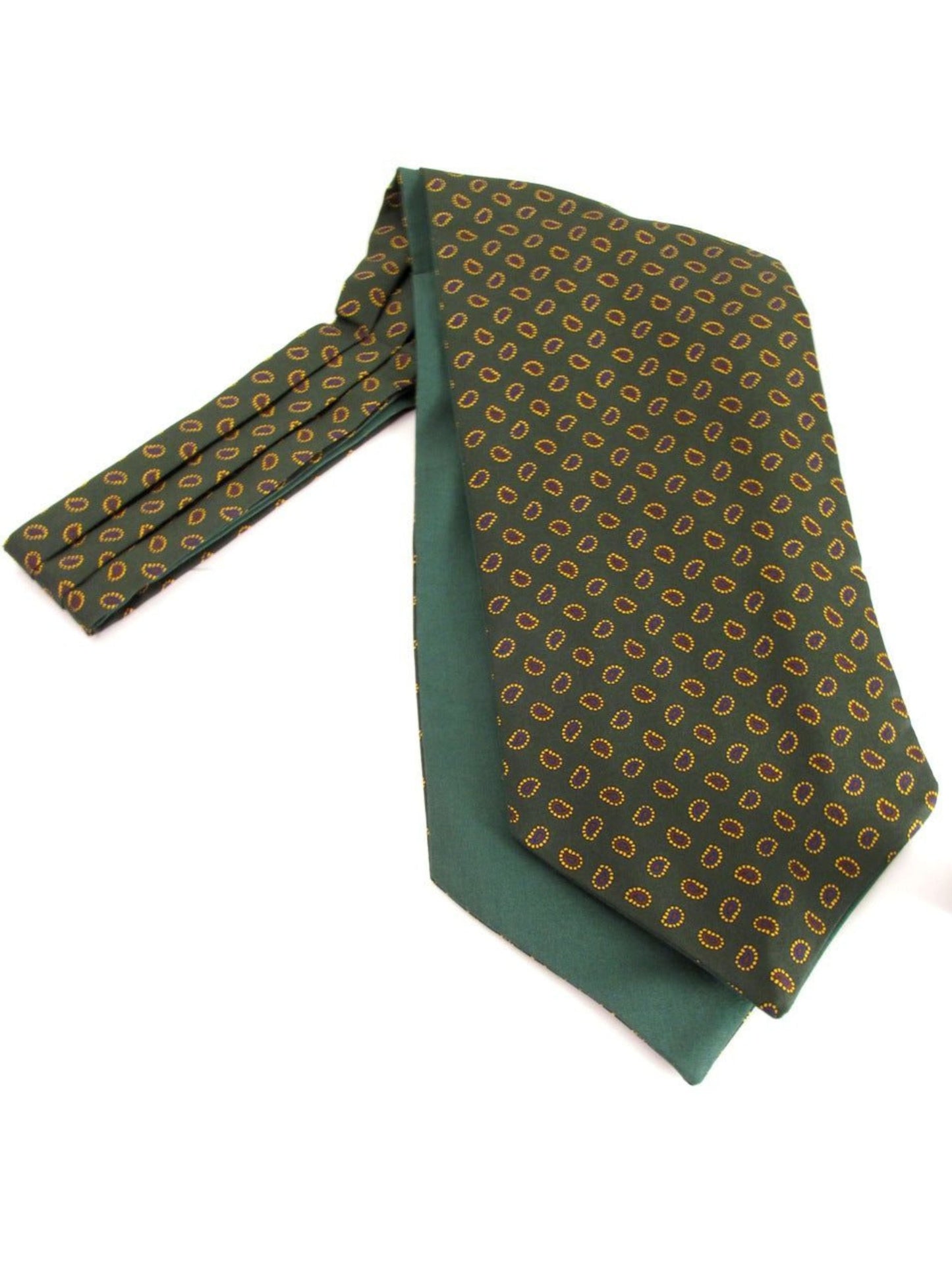 GREEN TEARDROP PAISLEY FANCY SILK CRAVAT