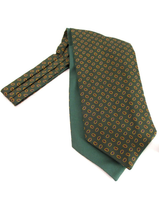 GREEN TEARDROP PAISLEY FANCY SILK CRAVAT