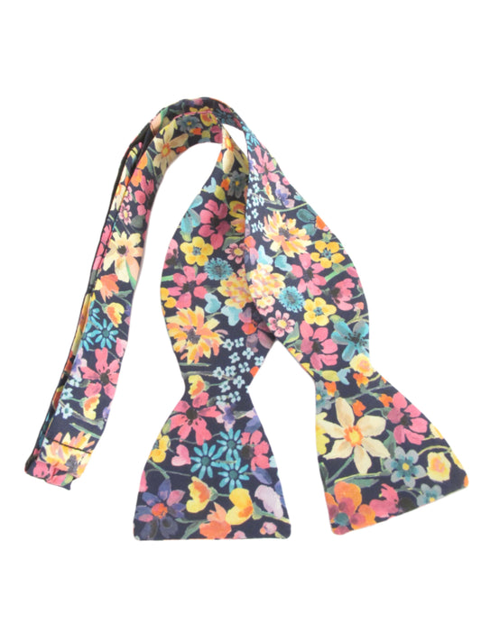 DREAMS OF SUMMER NAVY SELF-TIE BOW TIE MADE WITH LIBERTY FABRIC