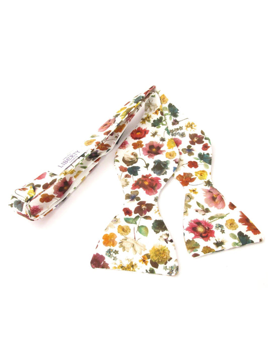 FLORAL EDIT IVORY SELF-TIE BOW TIE MADE WITH LIBERTY FABRIC
